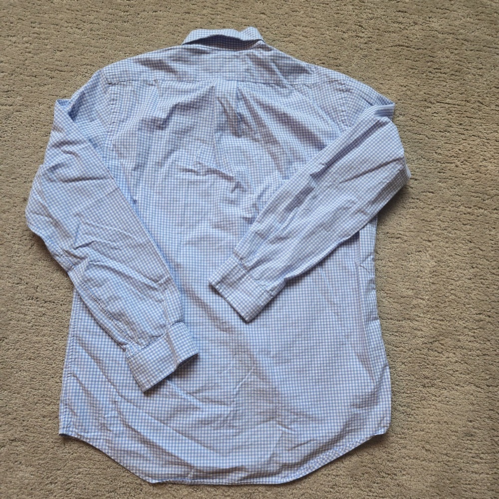 Ralph Lauren Classic Fit Mens Medium Blue Gingham Button Down Shirt Pink Pony - Picture 5 of 5
